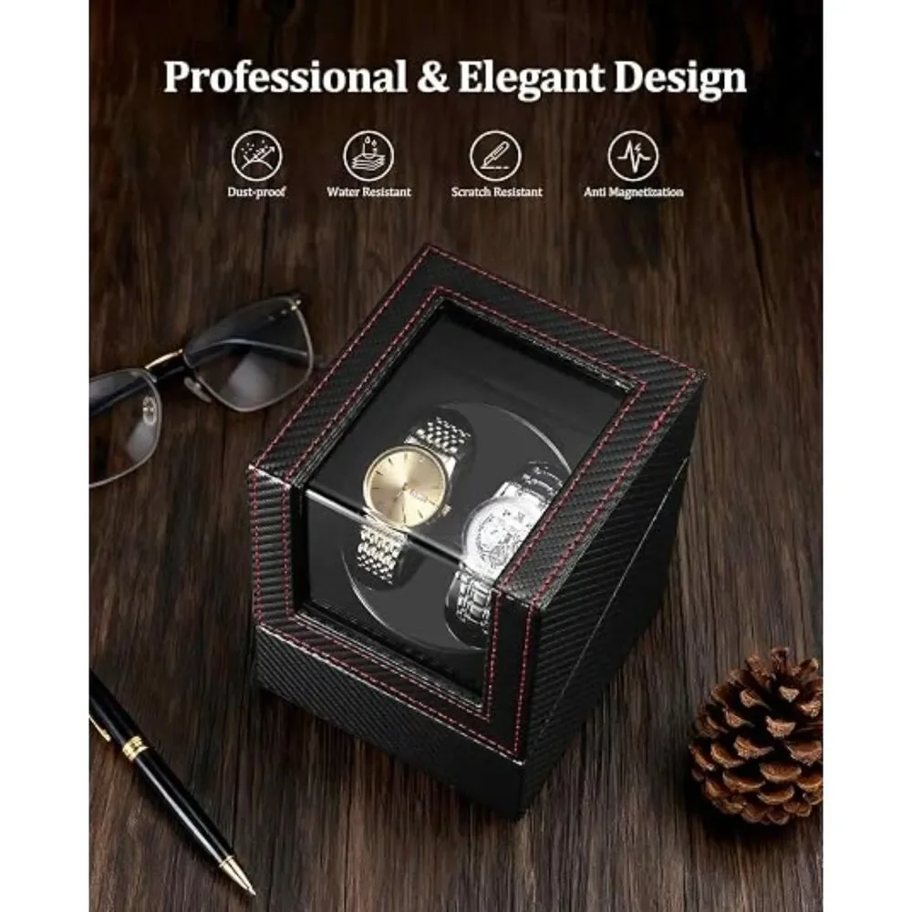 GLOKUUCA Dual Watch Winder - Black Carbon Fiber Leather